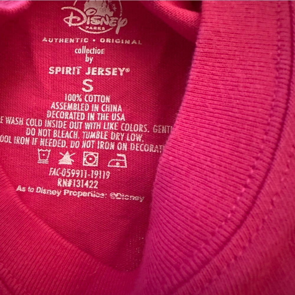 Disney Parks Hot Pink Silver Spirit Jersey size small long sleeve cotton fan - Picture 3 of 6